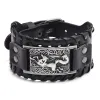 Cowhide Metal Exaggerated Texture Punk Leather Wide Bracelet sold by Polyalien