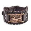 Cowhide Metal Exaggerated Texture Punk Leather Wide Bracelet sold by Polyalien