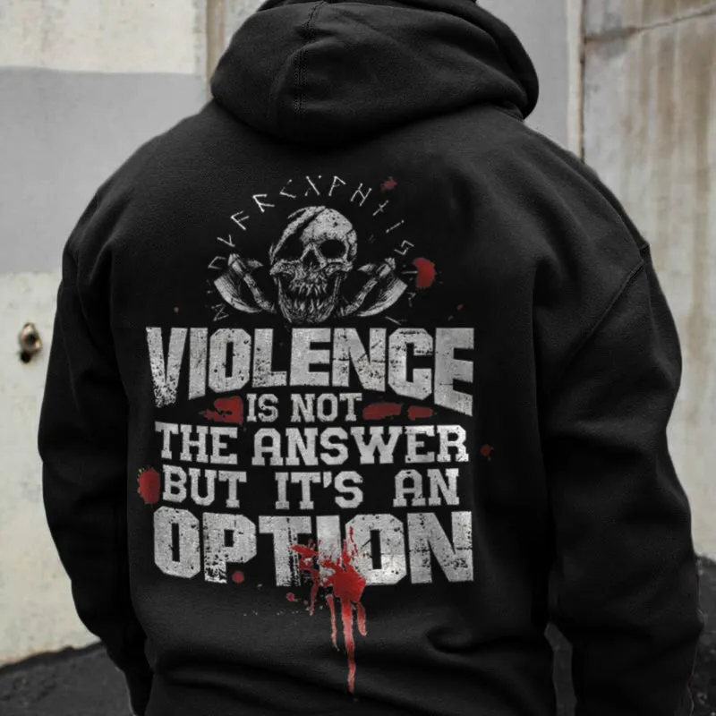 Vikings Violence Is Not The Answer Printed Men's Hoodie sold by Polyalien