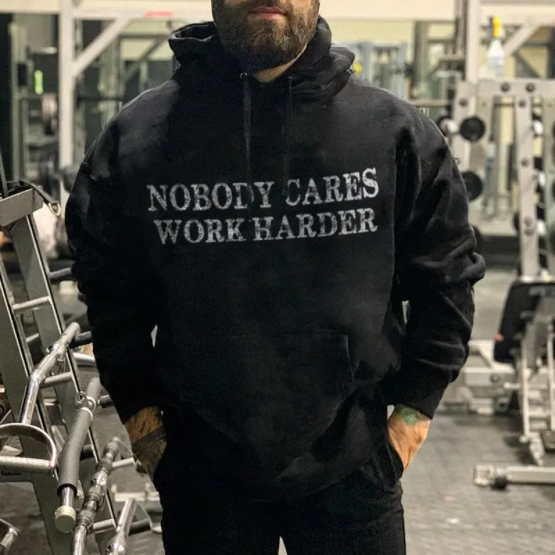 Vikings Nobody Cares Work Harder Printed Men's Hoodie sold by Polyalien