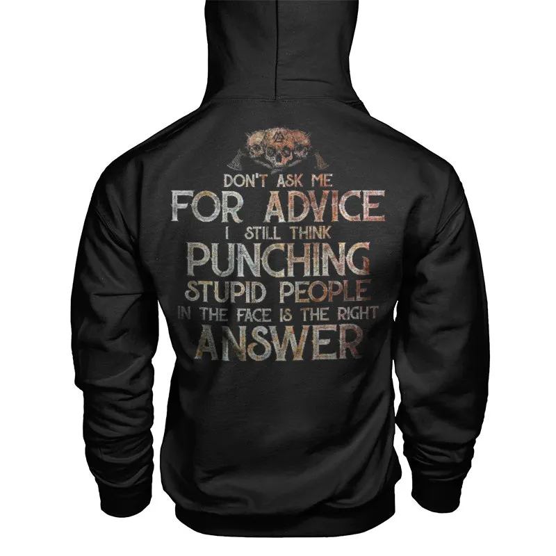 Vikings Don't Ask Me For Advice Printed Men's Hoodie sold by Polyalien