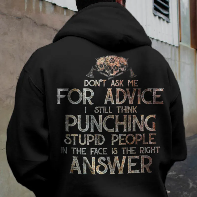 Vikings Don't Ask Me For Advice Printed Men's Hoodie sold by Polyalien product image thumbnail 3