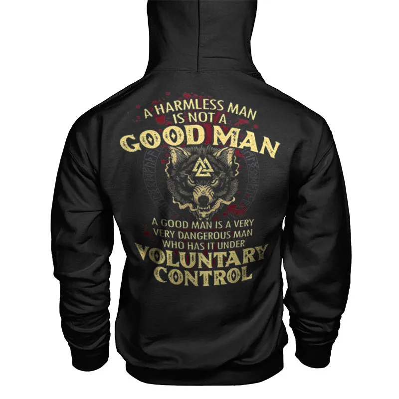 Vikings A Harmless Man Is Not A Good Man Printed Men's Hoodie sold by Polyalien product image thumbnail 2