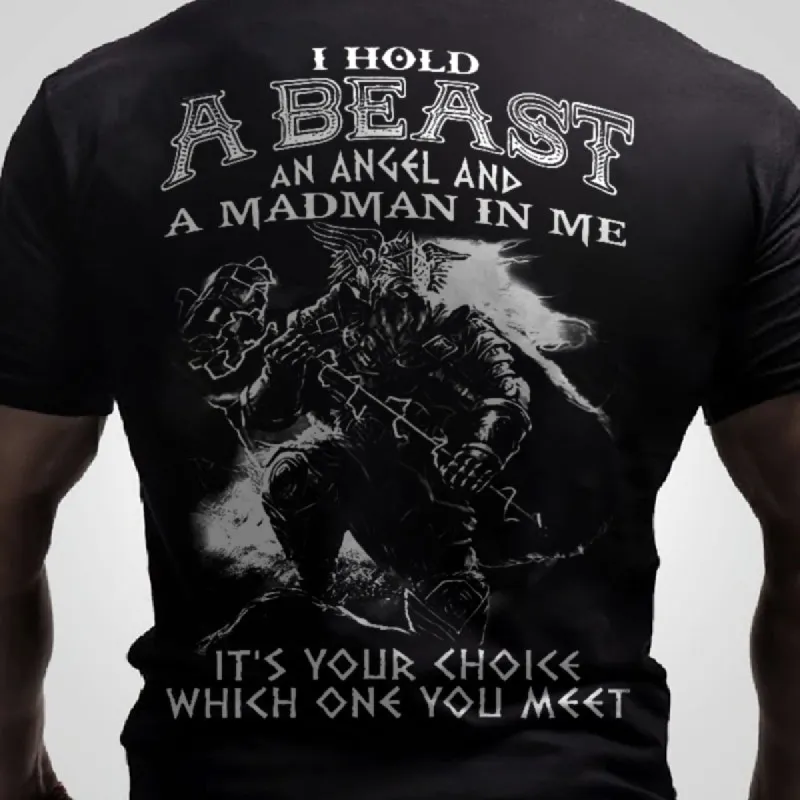 Vikings I Hold A Beast Printed Men's T-shirt sold by Polyalien