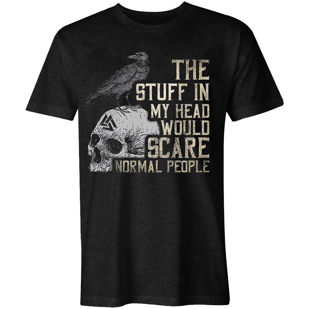THE STUFF IN MY HEAD letter skull print men's casual tees designer sold by Polyalien product image thumbnail 2