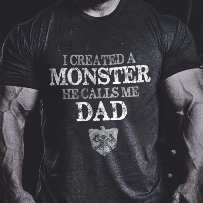 MONSTER DAD letter print men's casual tees designer made by Polyalien