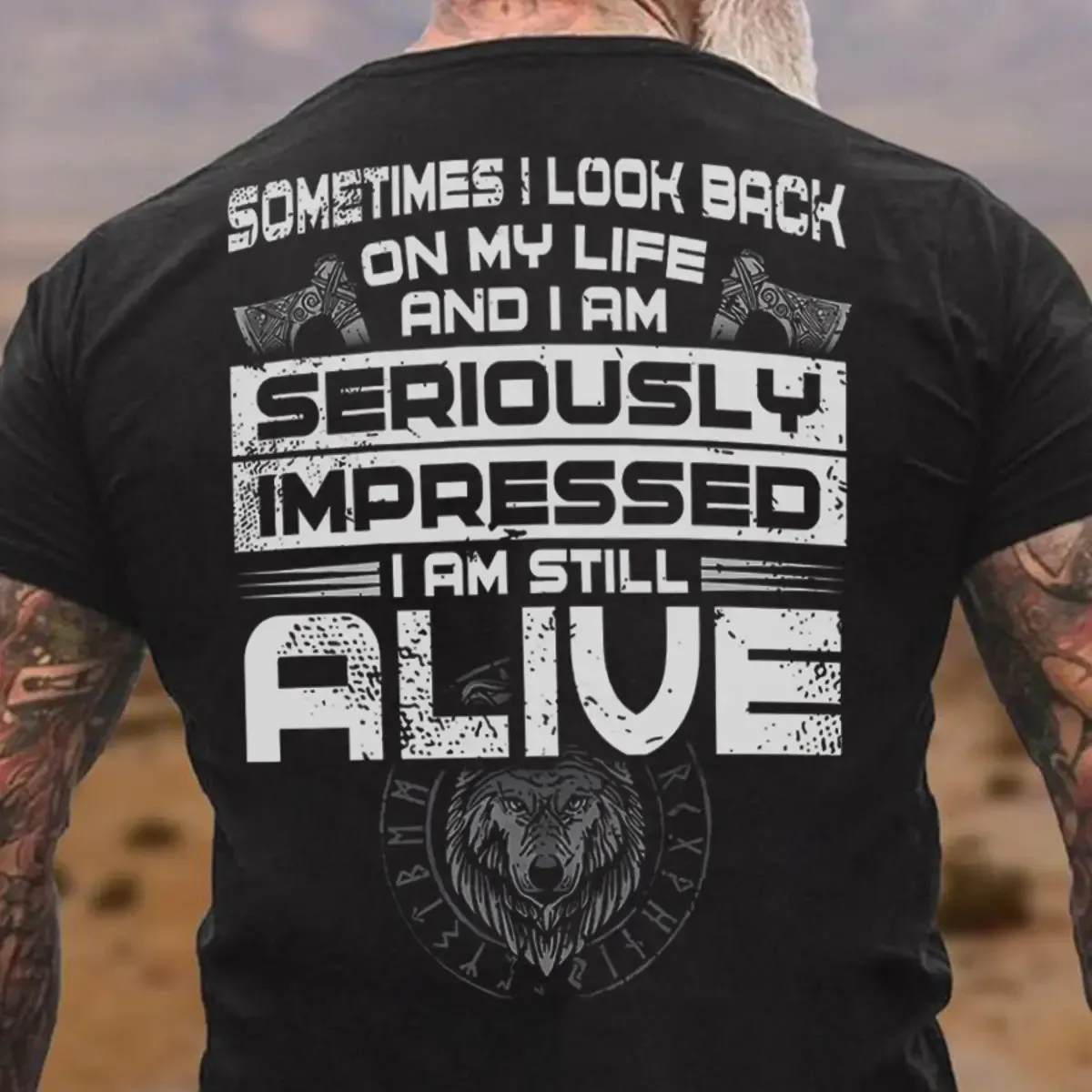 Viking Sometimes I Look Back On My Life Printed Men's T-shirt Sold Out sold by Polyalien