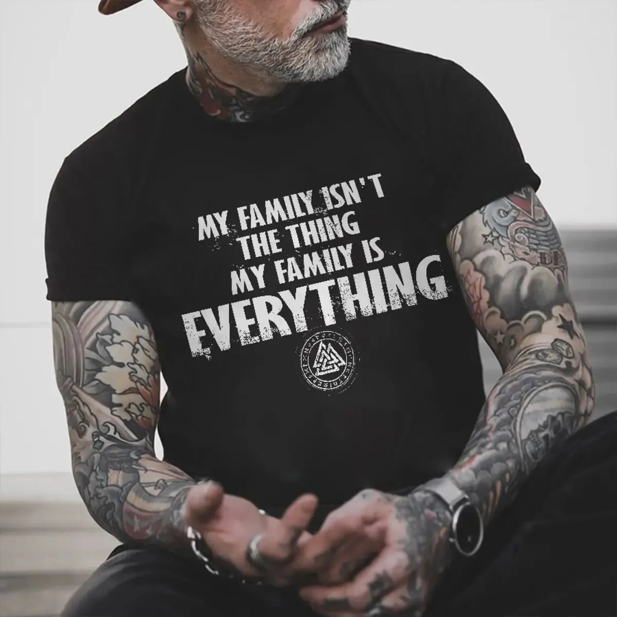 Viking My Family Isn't The Thing My Family Is Everything Printed Men's T-shirt sold by Polyalien