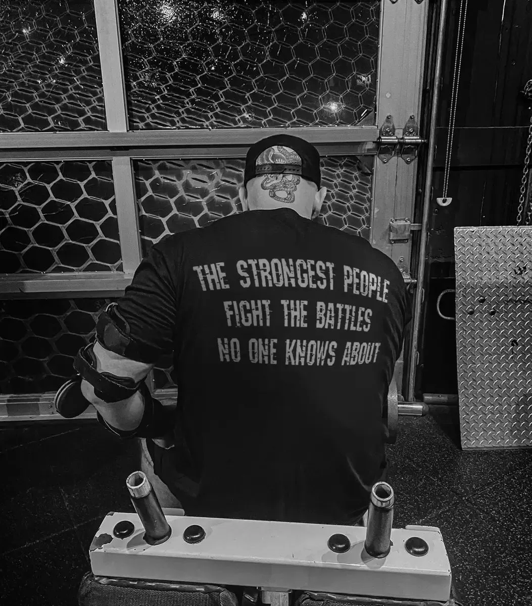 The strongest people fight the battles no one knows about Print Men's T-shirt sold by Polyalien product image thumbnail 3
