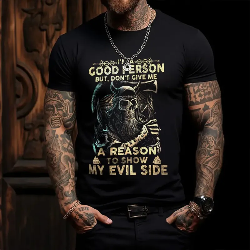 Viking I'm A Good Person Printed Men's T-shirt sold by Polyalien