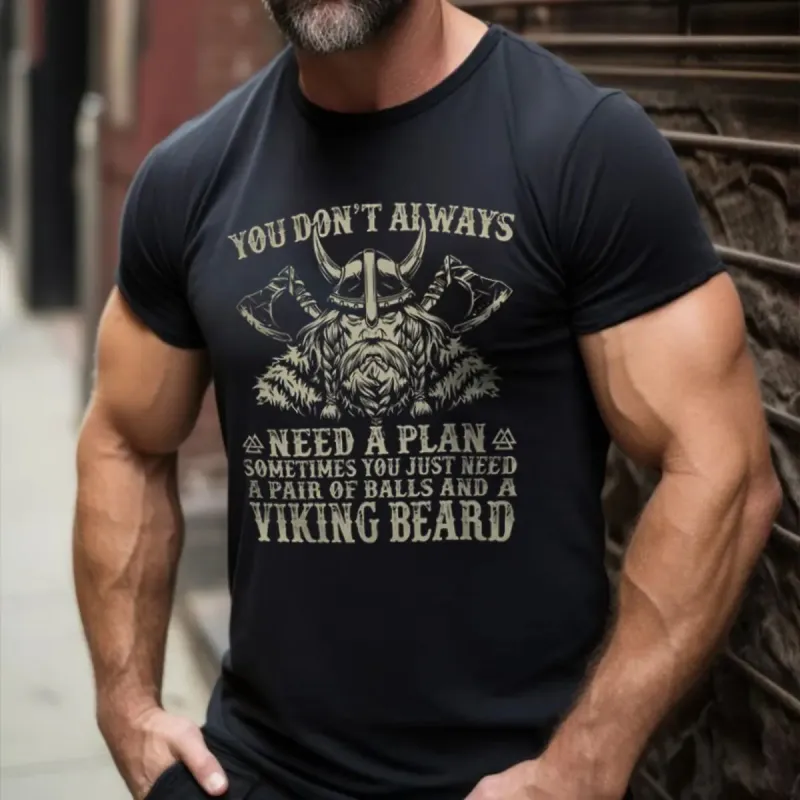 Viking You Don't Always Need A Plan Printed Men's T-shirt sold by Polyalien