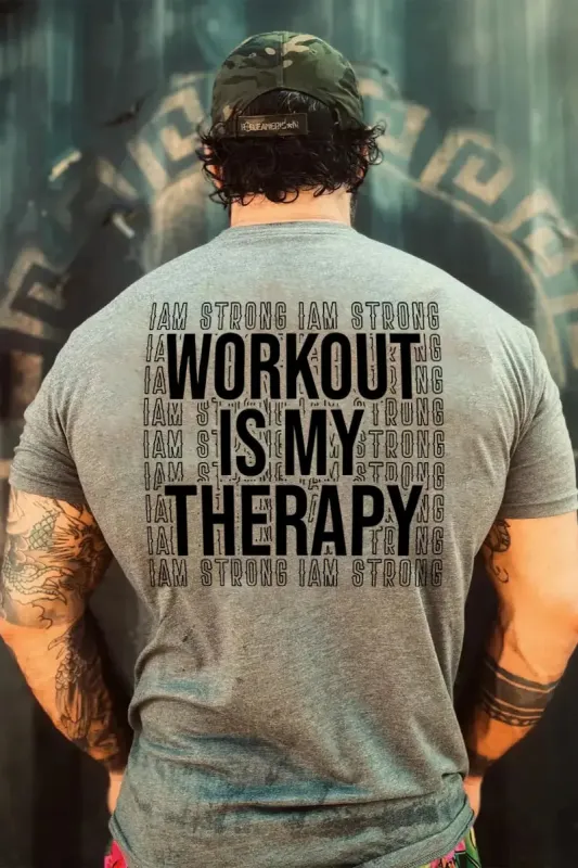 Workout Is My Therapy Printed Casual Men's T-shirt sold by Polyalien