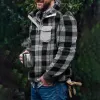 Black & Gray Plaid Winter Flannel Men's Pullover Jacket sold by Polyalien