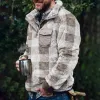 Winter Plaid Flannel Men's Pullover Jacket sold by Polyalien