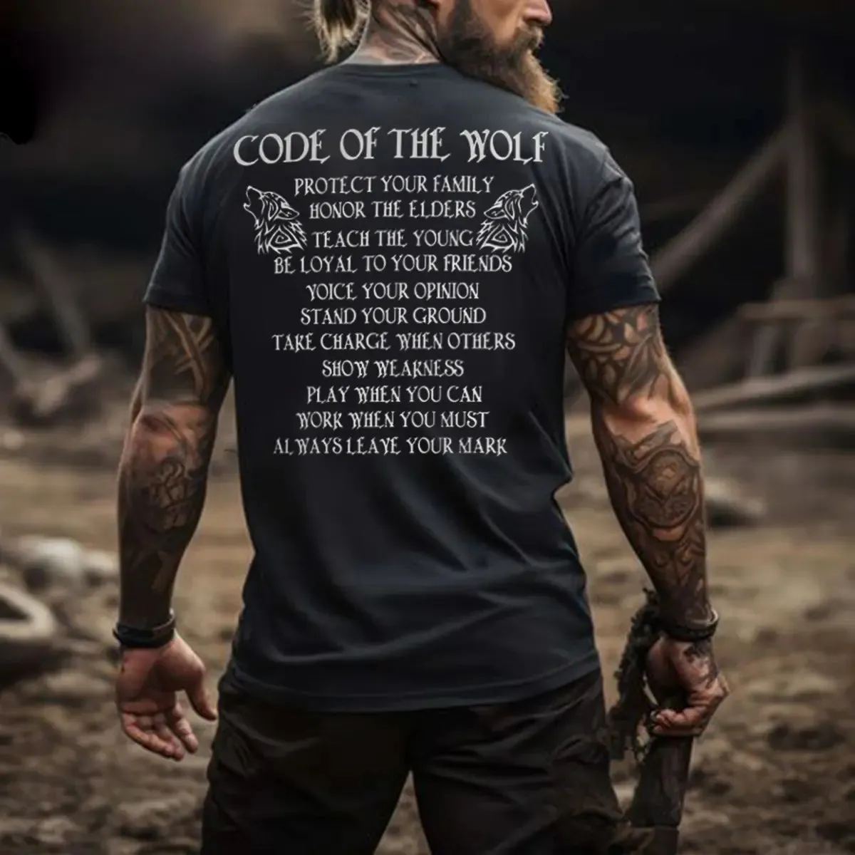 Viking Code Of The Wolf Printed Men's T-shirt sold by Polyalien
