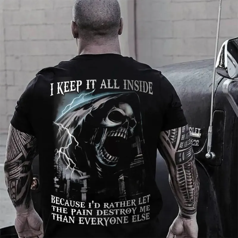 Viking I Keep It All Inside Printed Men's T-shirt sold by Polyalien