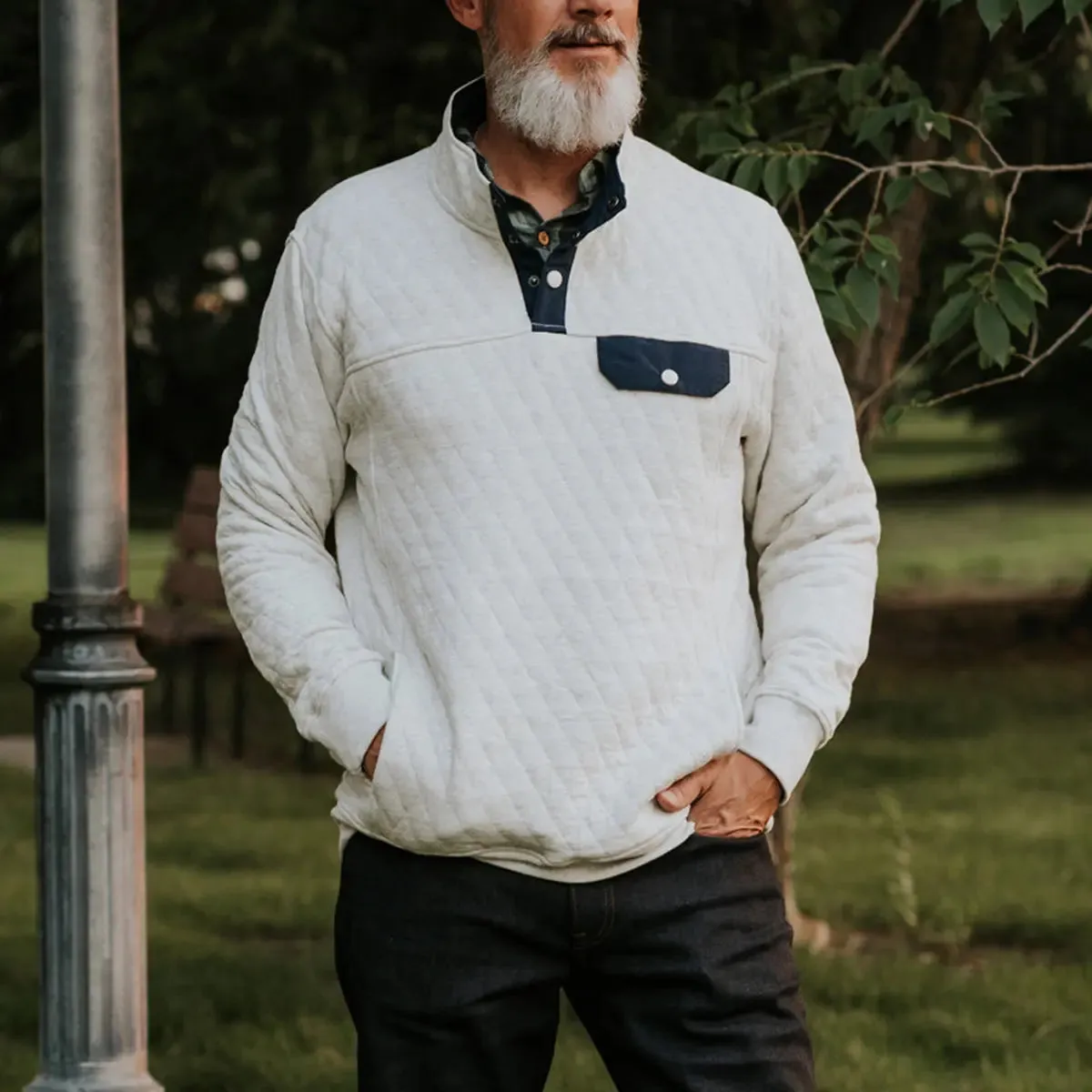 White Simple Trend Long Sleeve Standing Collar Sweatshirt sold by Polyalien