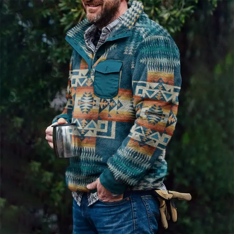 Vintage Warm Pocket Men's Pullover Sweatshirt sold by Polyalien