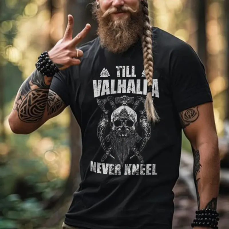 Viking Till Valhalla Never Knell Printed Men's T-shirt sold by Polyalien