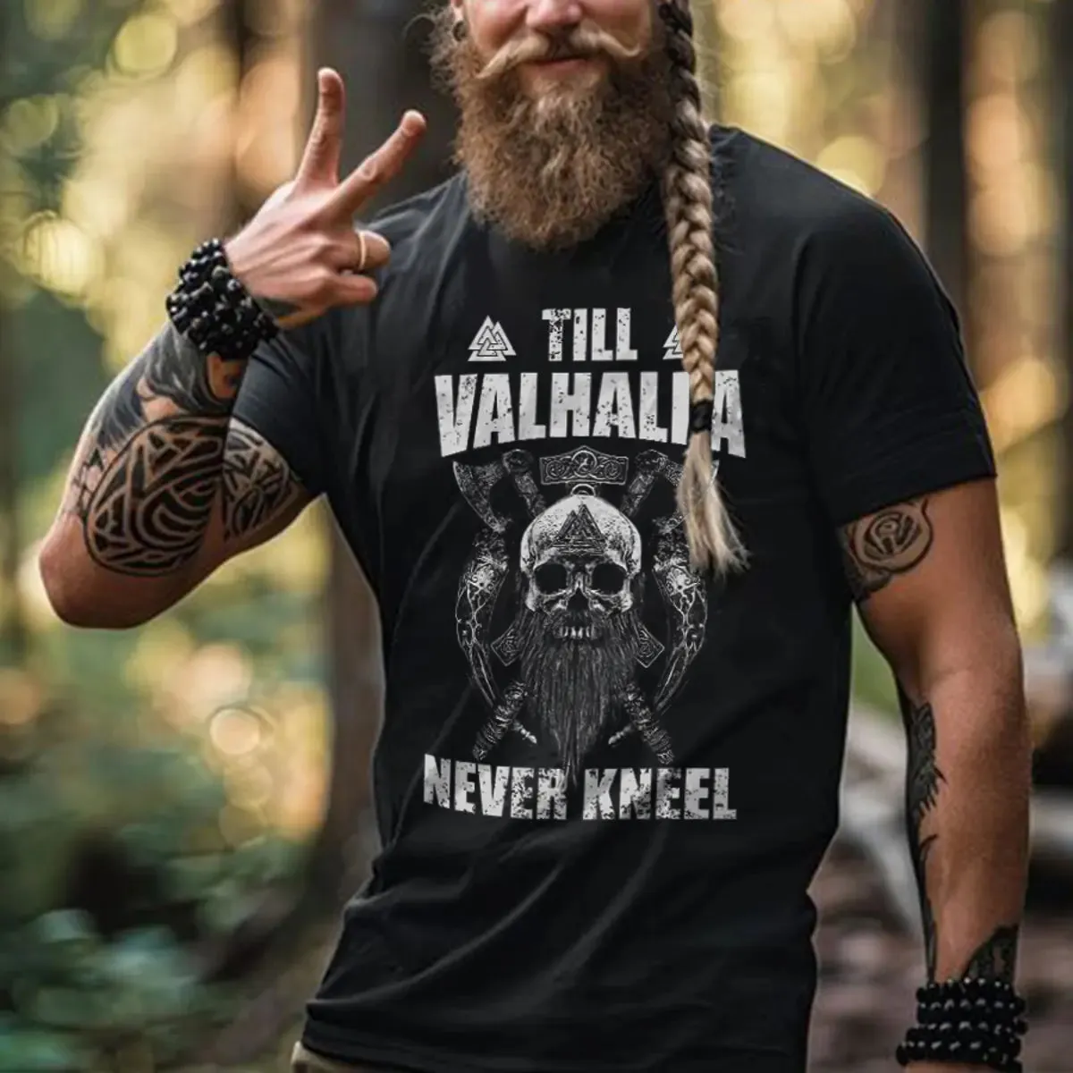Viking Till Valhalla Never Knell Printed Men's T-shirt sold by Polyalien