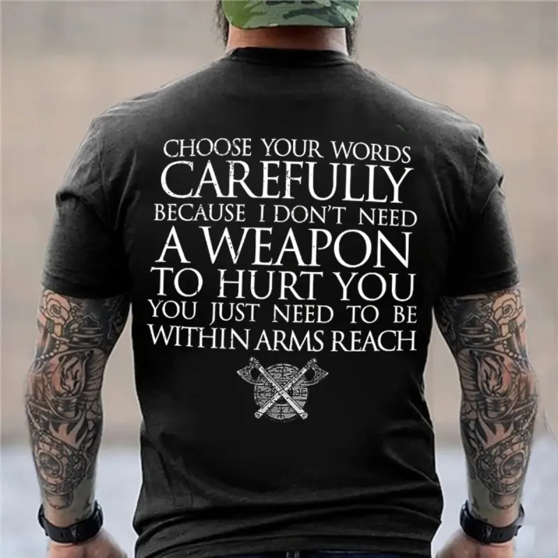Viking Choose Your Words Printed Men's T-shirt sold by Polyalien