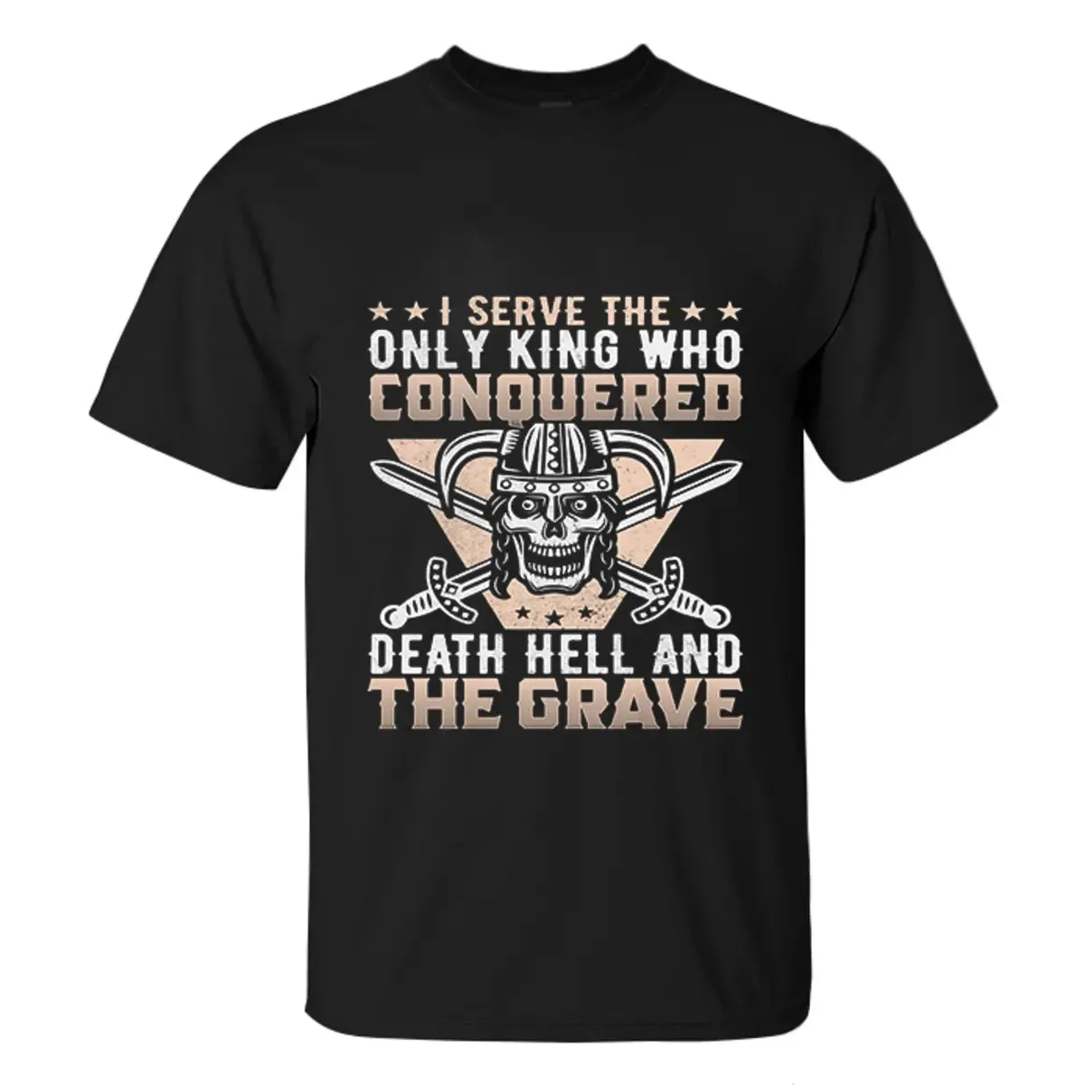 Viking I Serve The Only King Who Conquered Death Hell Printed Men's T-shirt sold by Polyalien product image thumbnail 2