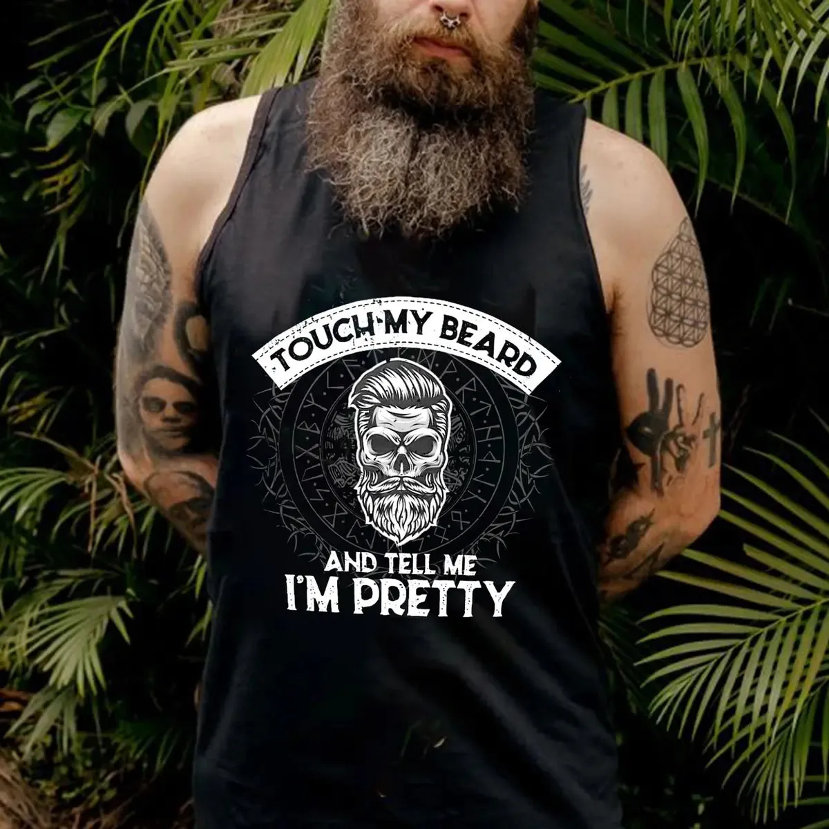 Touch My Beard And Tell Me I'm Pretty Printed Men's Vest sold by Polyalien
