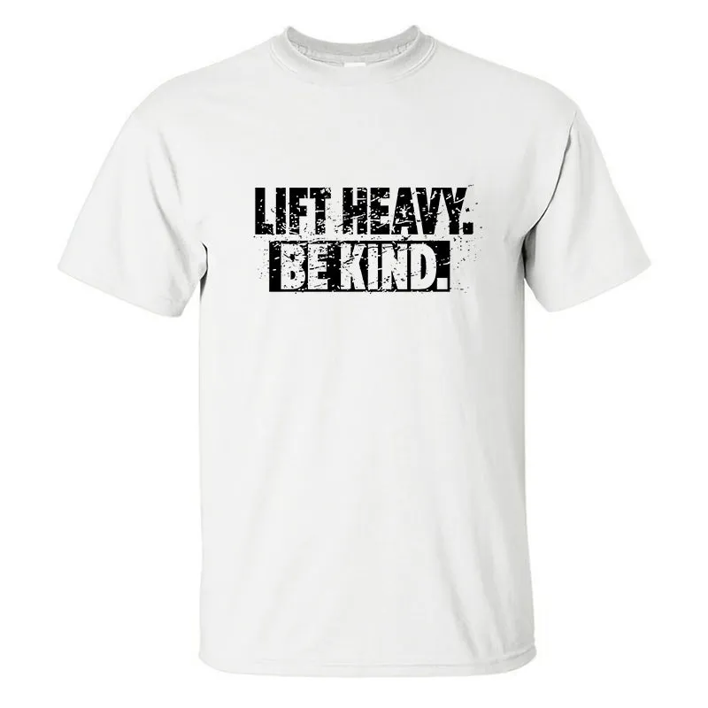 Lift Heavy. Be Kind Printed Men's T-shirt sold by Polyalien product image thumbnail 2