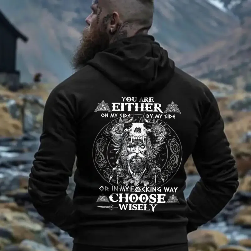 Viking You Are Either On My Side By My Side Printed Men's Hoodie sold by Polyalien