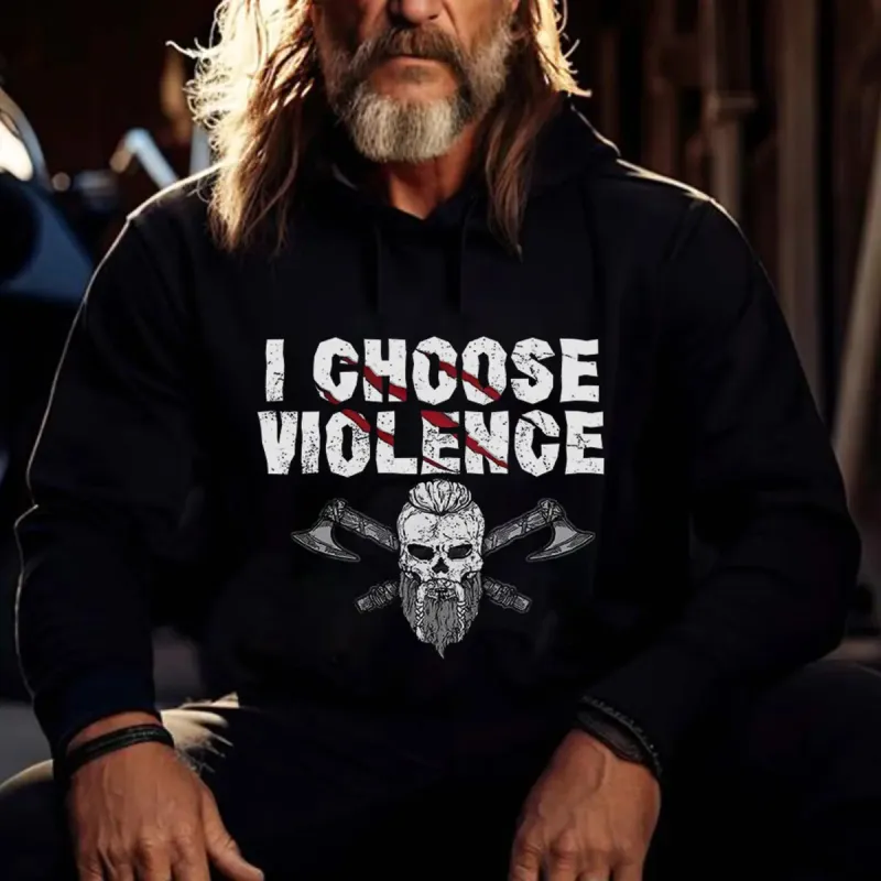 Viking I Choose Violence Printed Men's Hoodie sold by Polyalien