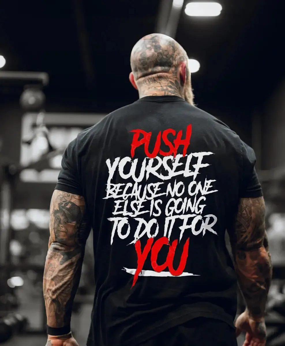 Push Youself Printed Casual Men's T-shirt sold by Polyalien product image thumbnail 2