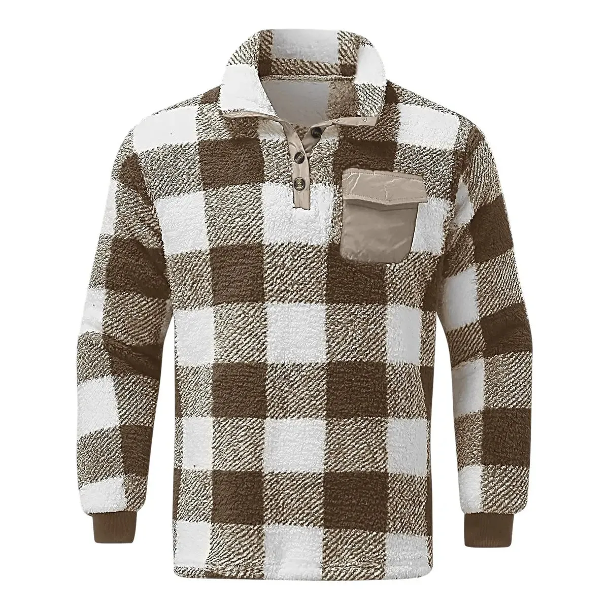 Casual Winter Plaid Pocket Men's Pullover Jacket sold by Polyalien product image thumbnail 2