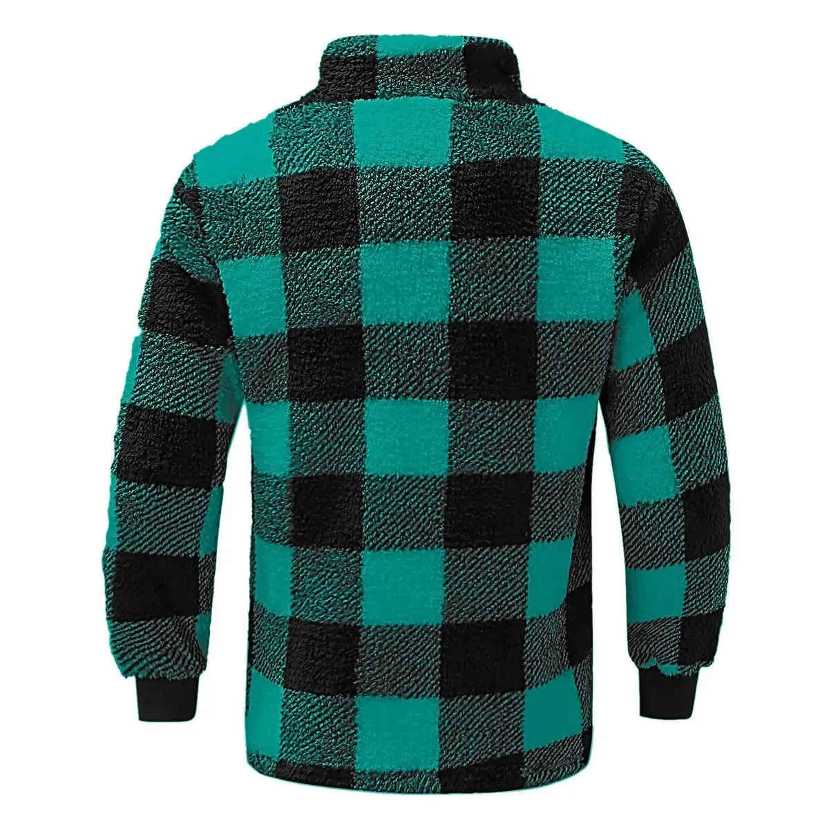 Casual Dark Green Plaid Pocket Men's Pullover Jacket sold by Polyalien product image thumbnail 3