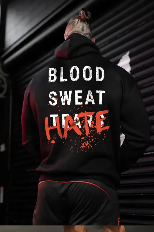 Blood sweat tears hate  Printed Men's Hoodie sold by Polyalien