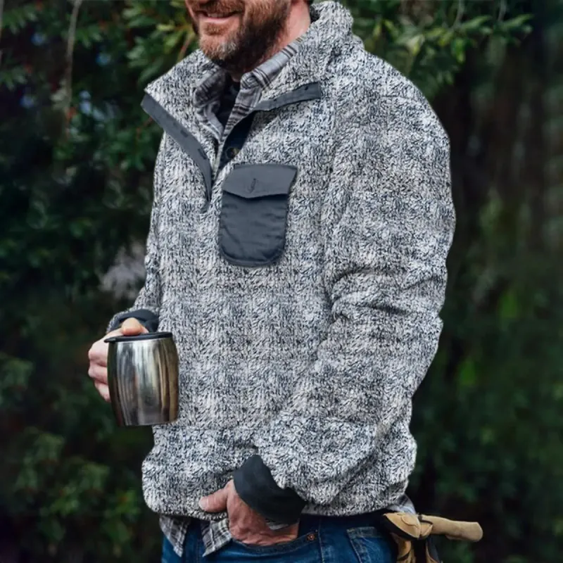 Winter Warm Pocket Men's Pullover Jacket sold by Polyalien