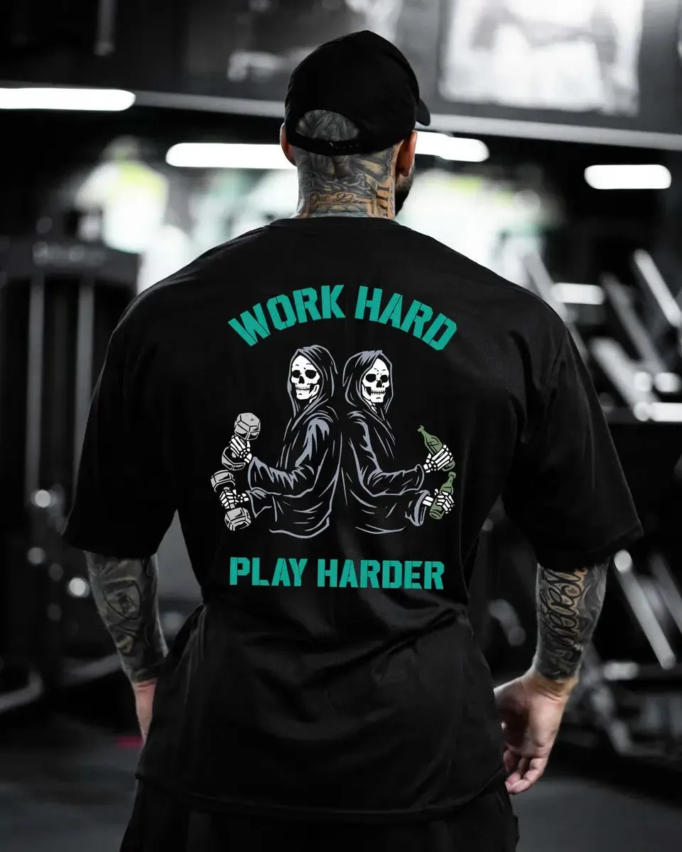 Work Hard Play Harder Printed Men's T-shirt sold by Polyalien