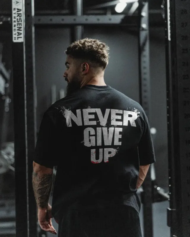Never give up  Print Men's T-shirt sold by Polyalien