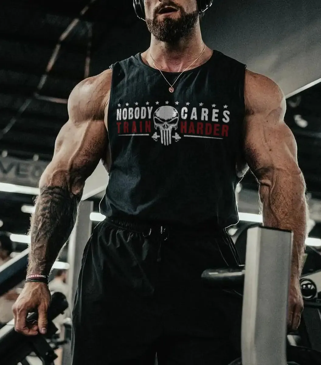 Nobody cares train harder Printed Men's Vest sold by Polyalien
