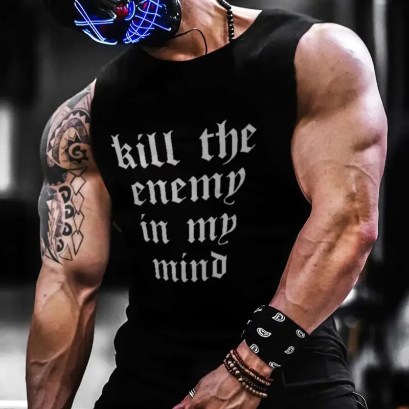 Kill the enemy in the mind  Printed Men's Vest sold by Polyalien