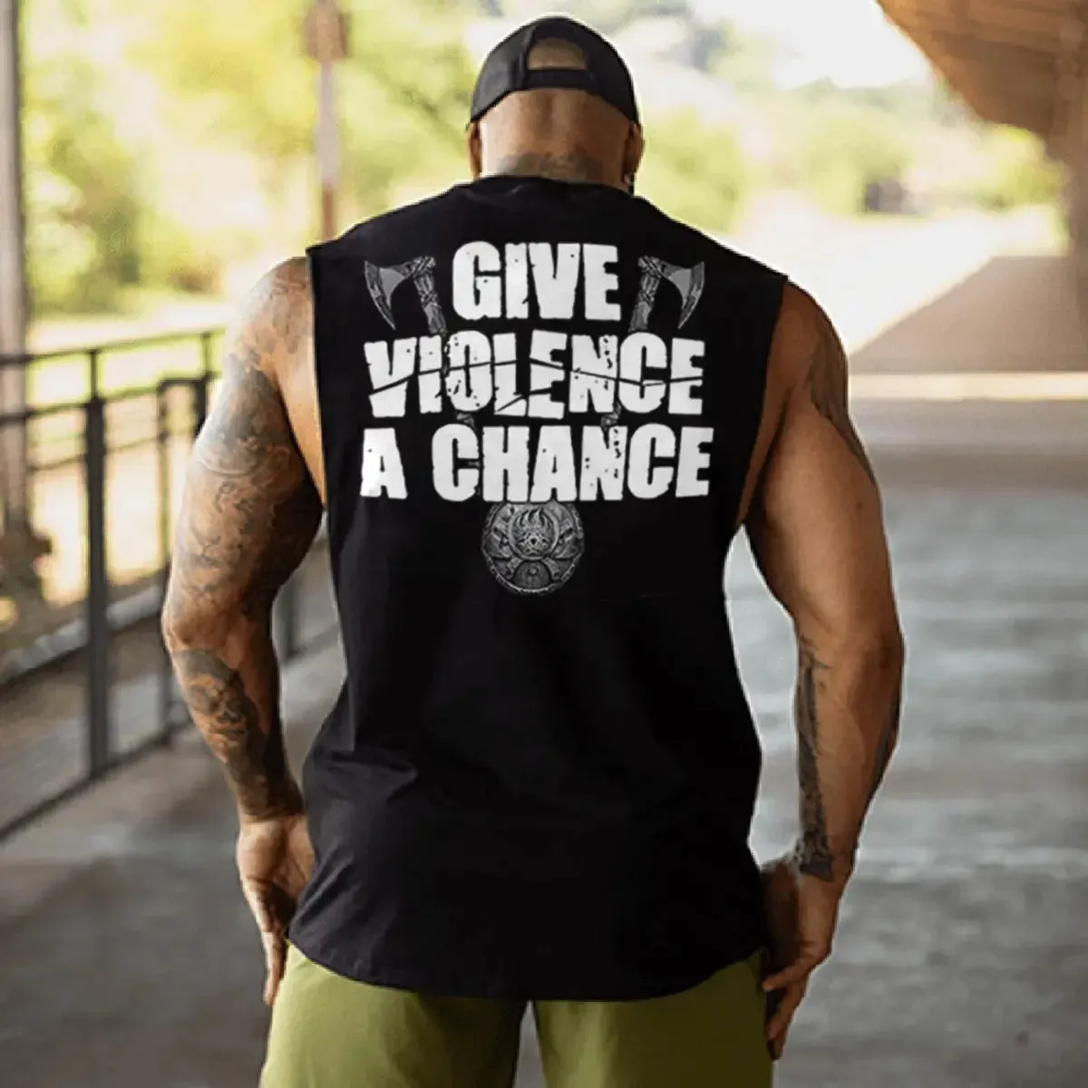 Give violence a chance Printed Men's Vest sold by Polyalien