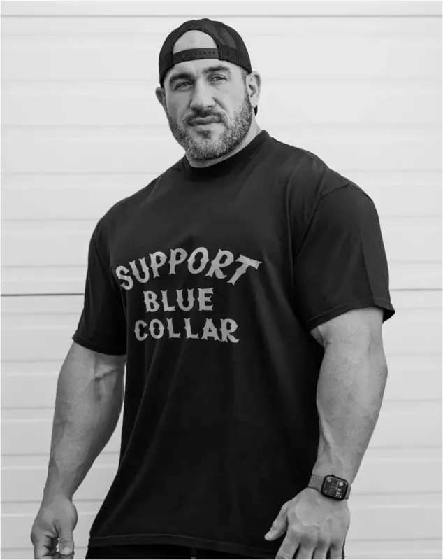 Support blue collar  Print Men's T-shirt sold by Polyalien