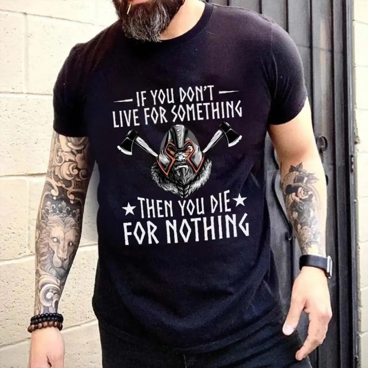 Viking If You Don't Live For Something Printed Men's T-shirt sold by Polyalien