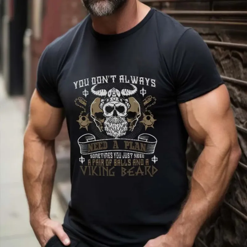 Viking You Don't Always Need A Plan Printed Men's T-shirt sold by Polyalien