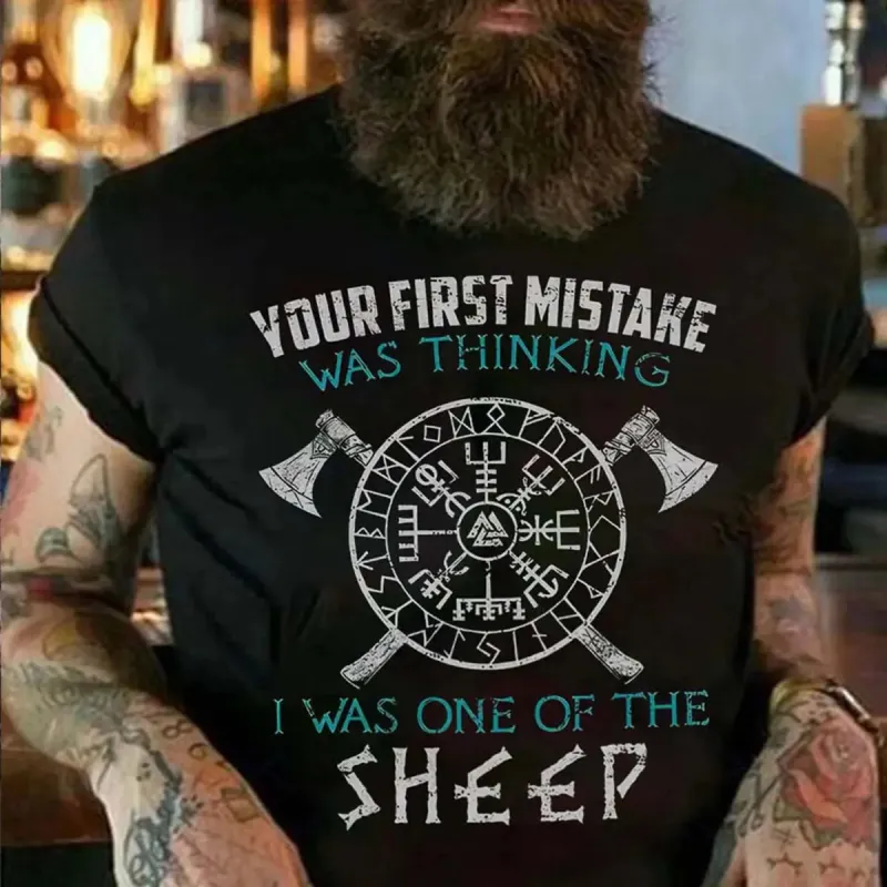 Viking Your First Mistake Was Thinking Printed Men's T-shirt sold by Polyalien