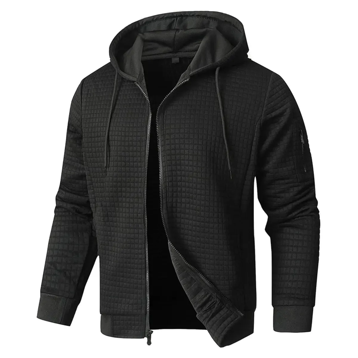Men's Casual Ribbed Drawstring Engineered Warmth Hoodie sold by Polyalien product image thumbnail 4