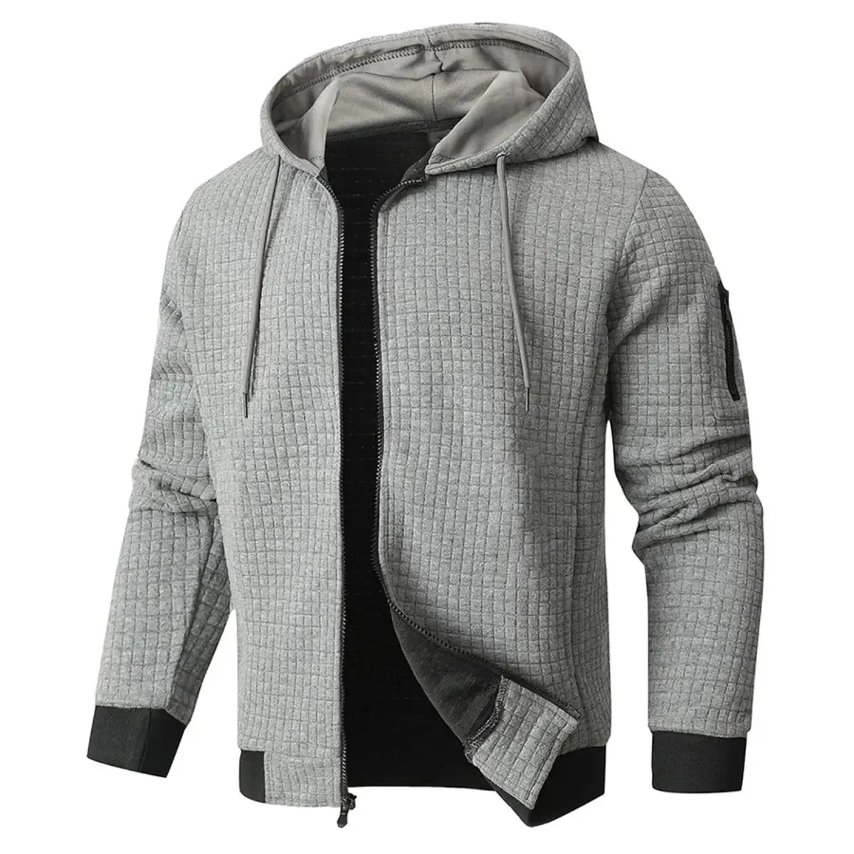 Men's Casual Ribbed Drawstring Engineered Warmth Hoodie sold by Polyalien
