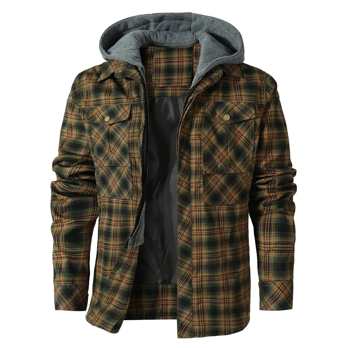 Men's Plaid Hooded Flannel Jacket sold by Polyalien product image thumbnail 2