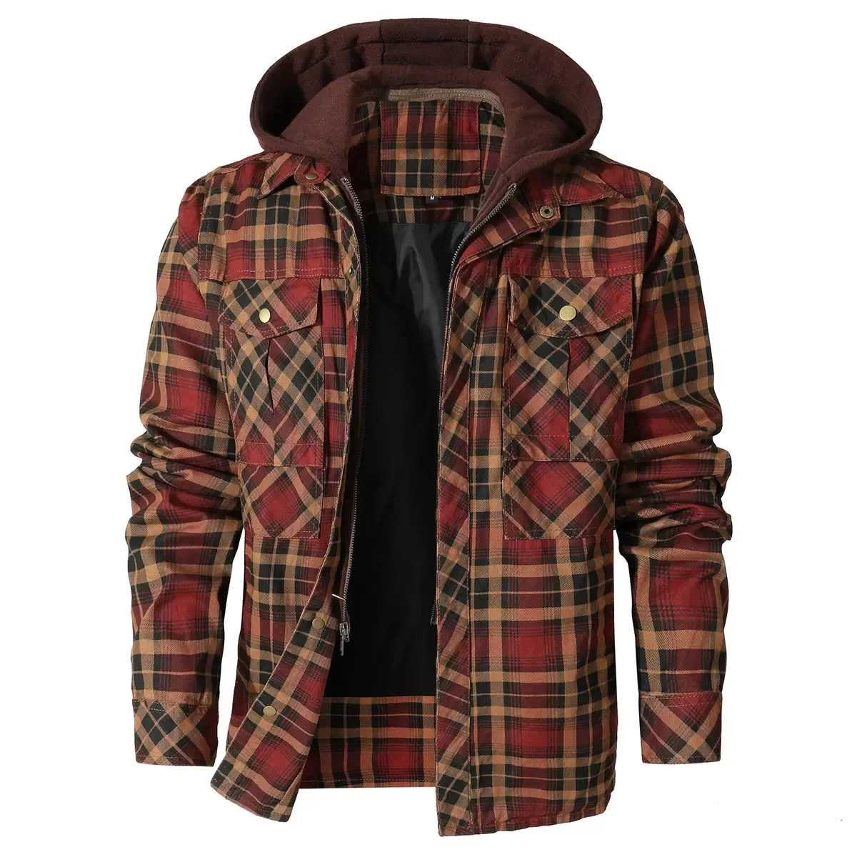 Men's Plaid Hooded Flannel Jacket sold by Polyalien product image thumbnail 5