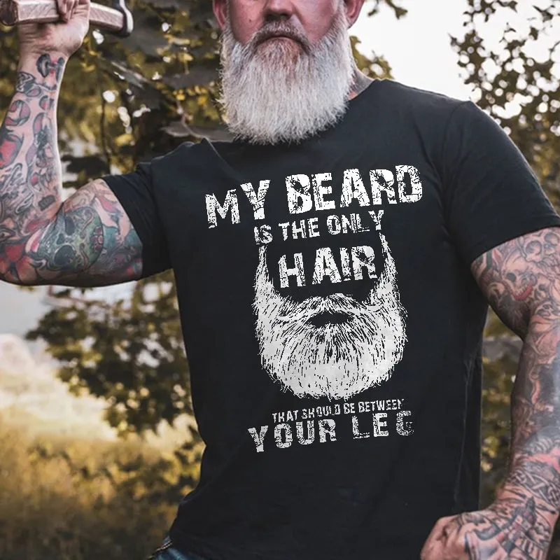 Vikings My Beard Is The Only Hair Printed Men's T-shirt sold by Polyalien