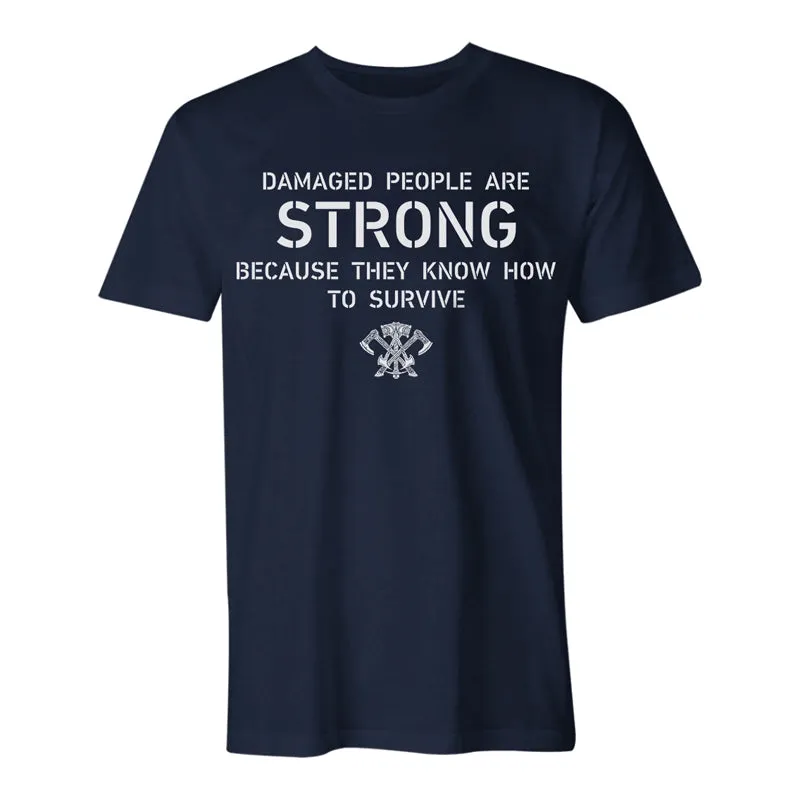 Vikings Damaged People Are Strong Printed Men's T-shirt sold by Polyalien product image thumbnail 2
